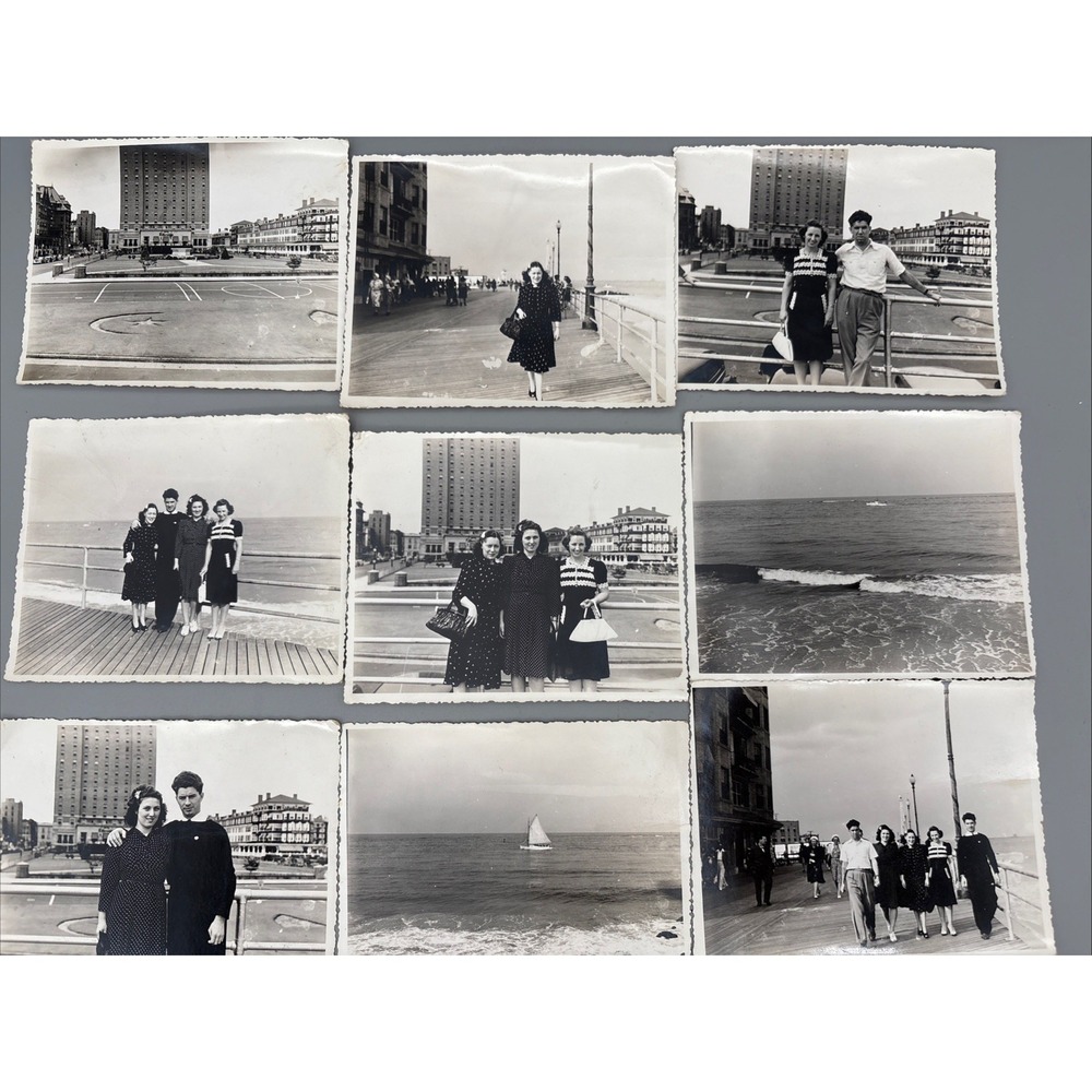 1940 Atlantic City Vacation Photos B/W‎ Boardwalk Brighton Park Hotel Claridge